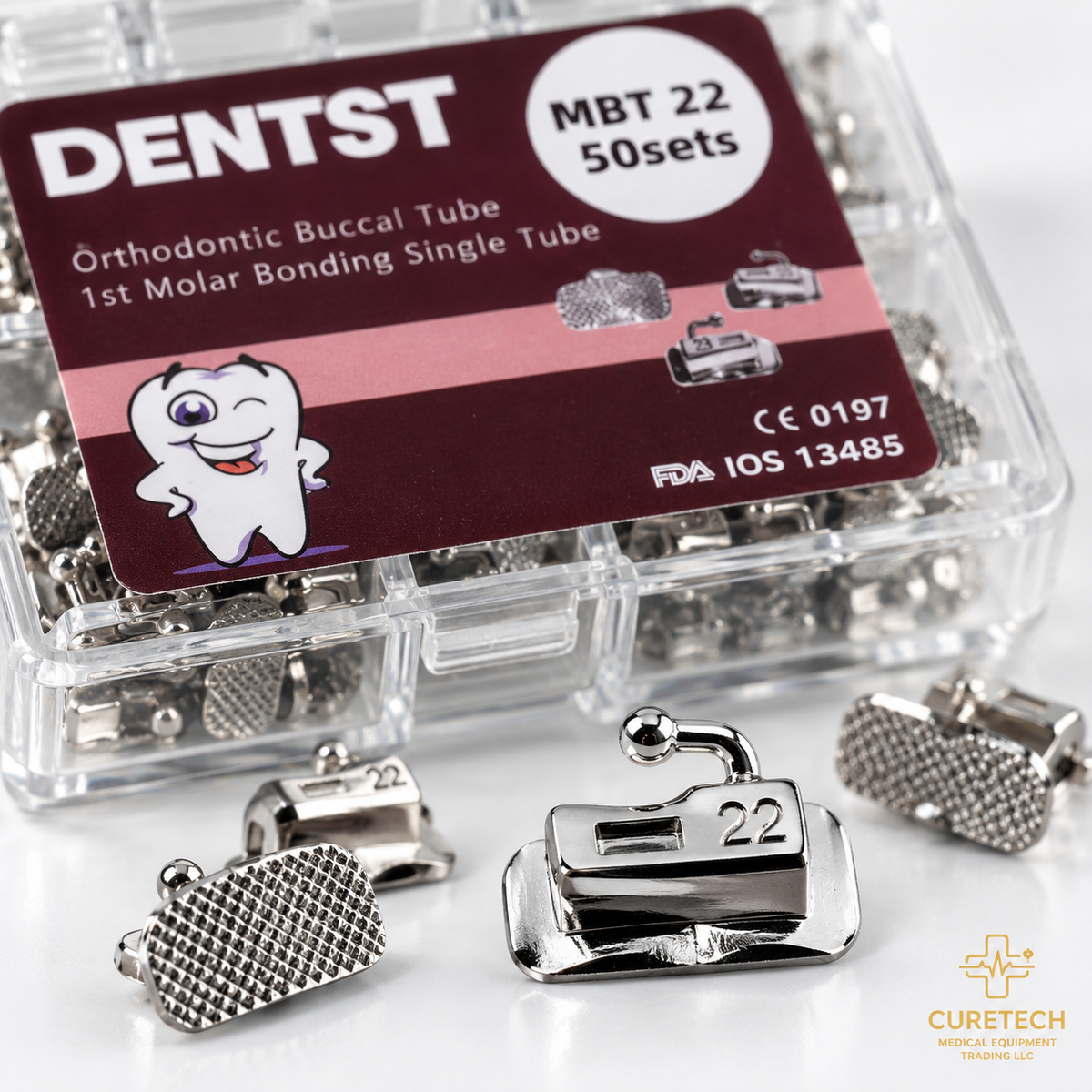 Dental Bondable Buccal Tube Roth/MBT 0.022 Inch – 50 Sets per Box